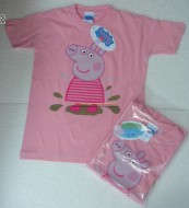  T-SHIRT MAGLIA ROSA DI PEPPA PIG CHE SALTA NEL FANGO POZZANGHERE