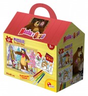 Lisciani - Masha e Orso Puzzle Casetta DOUBLE FACE , 35 Pezzi 