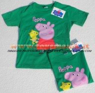 !!!t shirt peppa pig !!!! MAGLIETTA DI PEPPA PIG CON ORSACHIOTTO DI COLOR GREEN , T-SHIRT DI PEPPA PIG CON ORSACCHIOTTO DI COLOR VERDE , COD 8994A