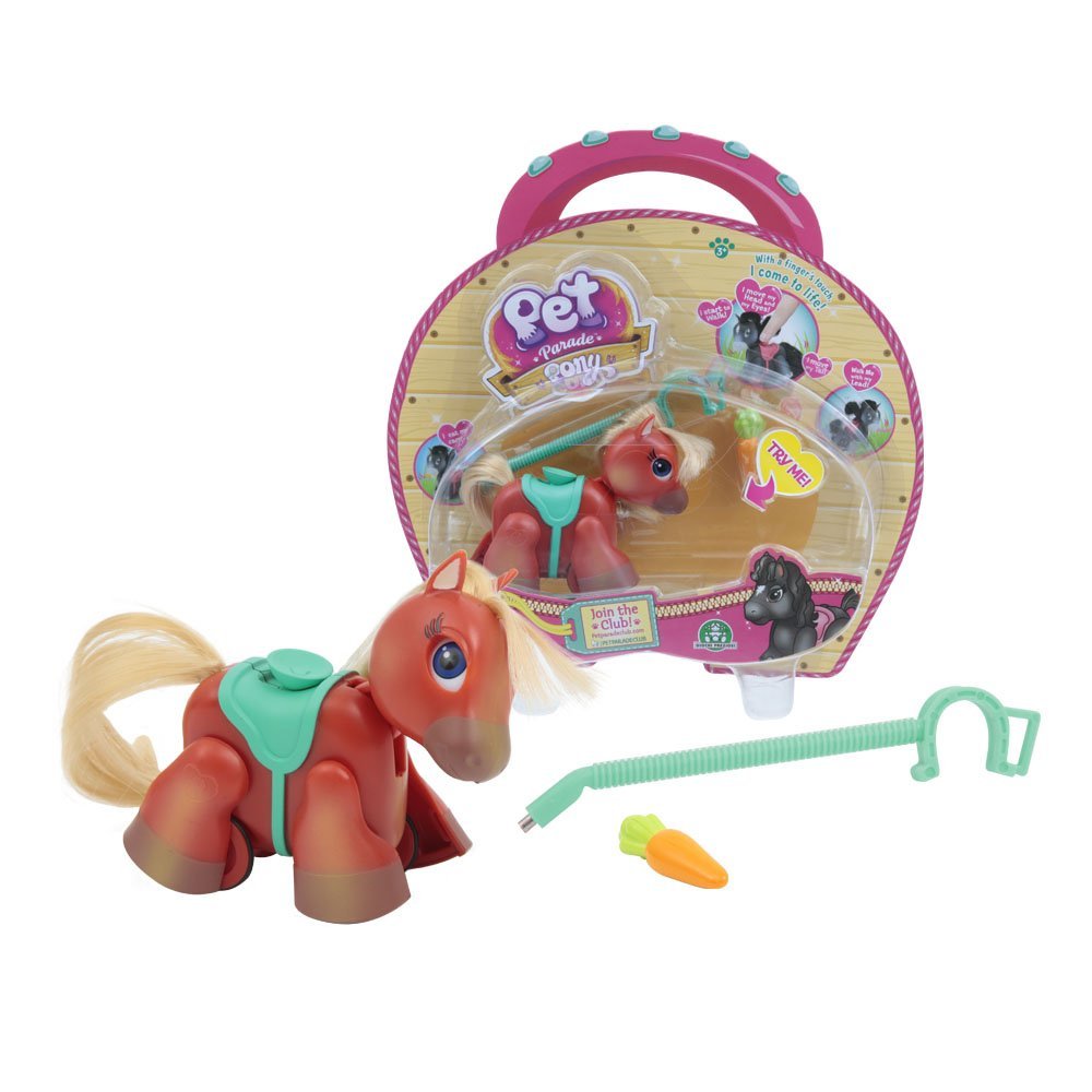 Pet Parade Einzel-Pony Pack – Shetland Pony Mit Karotte & Halfter, Realistisches Spielzeug Mit Echthaar
