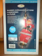 BABBO NATALE ,SANTA CLAUS ARRAMPICATORE  SU FUNE LUMINOSO , ANCHE L'INTERNODEL BABBO E' LUMINOSO H 150 CM
