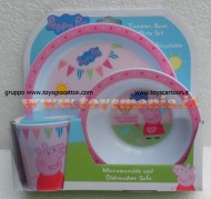 PEPPA PIG PIATTO FONDO , PIATTO PIANO CON BICCHIERE DIM. CONF.25X24X7 