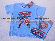 T-SHIRT MAGLIA CAPITAN AMERICA  MANICA CORTA NUOVO MODELLO DI COLOR AZZURRO CAPITAN AMERICA MARVEL