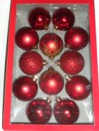 CONFEZIONE PALLINE PER ALBERO DI NATALE COLOR ROSSO SET DA 12 PALLINI COD 67 A