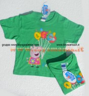 T-SHIRT MAGLIA VERDE DI PEPPA PIG CON I PALLONCINI VAREI TAGLIE 1-2 , 3-4 ,5-6 ,7-8 ANNI SE FOSSE NON DISPONIBILE IL MODELLO CONTATTARCI AL 3472436446