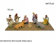 SET NATIVITA' statuine da presepe in plastica 10 cm - 8 pezzi - 1 scatola assortita - versione economia ADATTAPER PRESEPE DA RIVENDERE 8033113004766