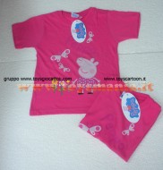  T-SHIRT MAGLIA FUCSIA DI PEPPA PIG CON FARFALLE E FIORI DEL PARCO