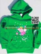 Felpa Maglia Peppa Pig con cappuccio e tasche Originale colore VERDE  personaggio peppa con la fatina del dentino 