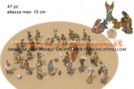 STATUINE  MINI NATIVITA' PER PRESEPE DI NATALE FORMATO DA 47 PERSONAGGI FIGURE DIVERSE COD 001697