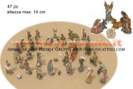 STATUINE  MINI NATIVITA' PER PRESEPE DI NATALE FORMATO DA 47 PERSONAGGI FIGURE DIVERSE COD 001697