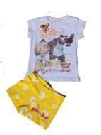  MASHA E ORSO Completo MAGLIA+PANTALONCINO 7 anni st11 B/Giallo