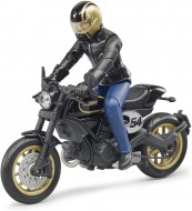 Bruder 63050 - Moto Scrambler Ducati Cafe Racer con motociclista scala 1/16