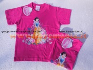 T-SHIRT MANICA CORTA CON BIANCANEVE , MAGLIA FUCSIA CON STAMPA BIANCANEVE DISNEY