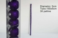 DUE ESSE CHRISTMAS NATALE  DA DECORO  PALLINE COLOR VIOLA  TUBO 30PALLINE GLITTER 5CM VIOLA COD 3069