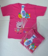 T-SHIRT MAGLIA FUCSIA  DI PEPPA PIG CON PALLONCINI ALLA MANO 