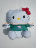 PELUCHE DI STOFFA MORBIDA DI HELLO KITTY CON FIORELLINO ROSSO E MAGLIETTA VERDE CON STAMPA !!!