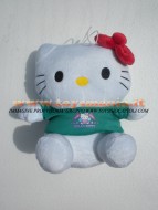 PELUCHE DI STOFFA MORBIDA DI HELLO KITTY CON FIORELLINO ROSSO E MAGLIETTA VERDE CON STAMPA !!!