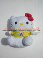 PELUCHE DI STOFFA MORBIDA DI HELLO KITTY CON FIORELLINO ROSSO E MAGLIETTA GIALLA CON STAMPA !!