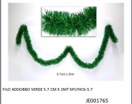 FILO 3 PEZZI PER DECORARE GLI ALBERI DI NATALE FILO ADDOBBO COLORE VERDE  GREEN GHIRLANDA 5.7 CM X 2 MT LUNGHEZZA COD 5095