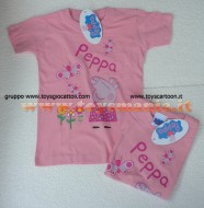  T-SHIRT MAGLIA ROSA DI PEPPA PIG CON FARFALLE E FIORI DEL PARCO