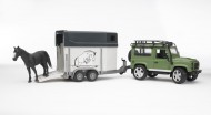 Bruder Land Rover Defender Station Wagoncon rimorchi trasporto 1 cavallo	[ cod 02592 ]