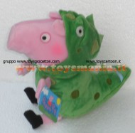 PEPPA PIG PELUCHE GEORGE CON IL COSTUME DA DINOSAURO CM 33 CIRCA