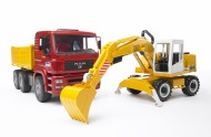 Bruder modello completo in plastica Bruder MAN TGA camion con scavatrice Liebherr [cod 02751 ] 