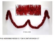 FILO PER DECORARE GLI ALBERI DI NATALE FILO ADDOBBO COLORE ROSSO GHIRLANDA 5.7 CM X 2 MT LUNGHEZZA COD 5057  8033113135057