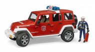 Jeep Wrangler Unlimited Rubicon Pompieri con vigile del fuoco, luci e suoni  Bruder 02528 