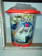 CONFEZIONE COSTRUZIONI TIPO LEGO ! CONTIENE MACCHINA POLIZIA E OMINI ! COD.C