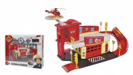 Giochi Preziosi - Sam il Pompiere Caserma dei Pompieri con Rampa e Pista di Atterraggio, Completo di Elicottero Wallaby 