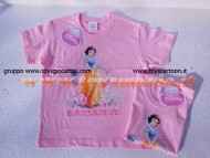 T-SHIRT MANICA CORTA CON BIANCANEVE , MAGLIA ROSA CON STAMPA BIANCANEVE DISNEY