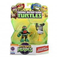 HALF-SHELL HEROES ,COPPIA TARTARUGHE NINJA ARTICOLATE , DA 6CM , FORMATA DA DOJO RAFFAELLO E SHREDDER DUMMY COD. 96200 DI GIOCHI PREZIOSI