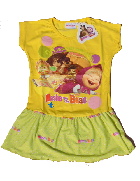 MASHA E ORSO Maglia - MAGLIETTA - T-SHIRT Vestito con balza bambina 5 anni  art.VM09 Giallo - Toys Giocattoli s.r.l.s