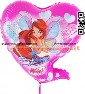 !!! GRABO PALLONI !!!! WINX CON BLOOM A FORMA DI CUORE PALLONE SGONFIO GONFIABILE A ELIO 