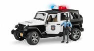 Jeep Wrangler Unlimited Rubicon Polizia con Poliziotto pelle scura Bruder 02527