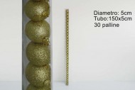 PALLINE DA DECORARE NEGOZI E LABERI DI NATALE TUBO 30 PALLINE GLITTER 5CM ORO   COD 2970   